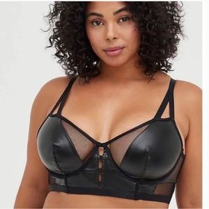 Torrid Leather and Mesh Strappy Underwire Longline Bralette